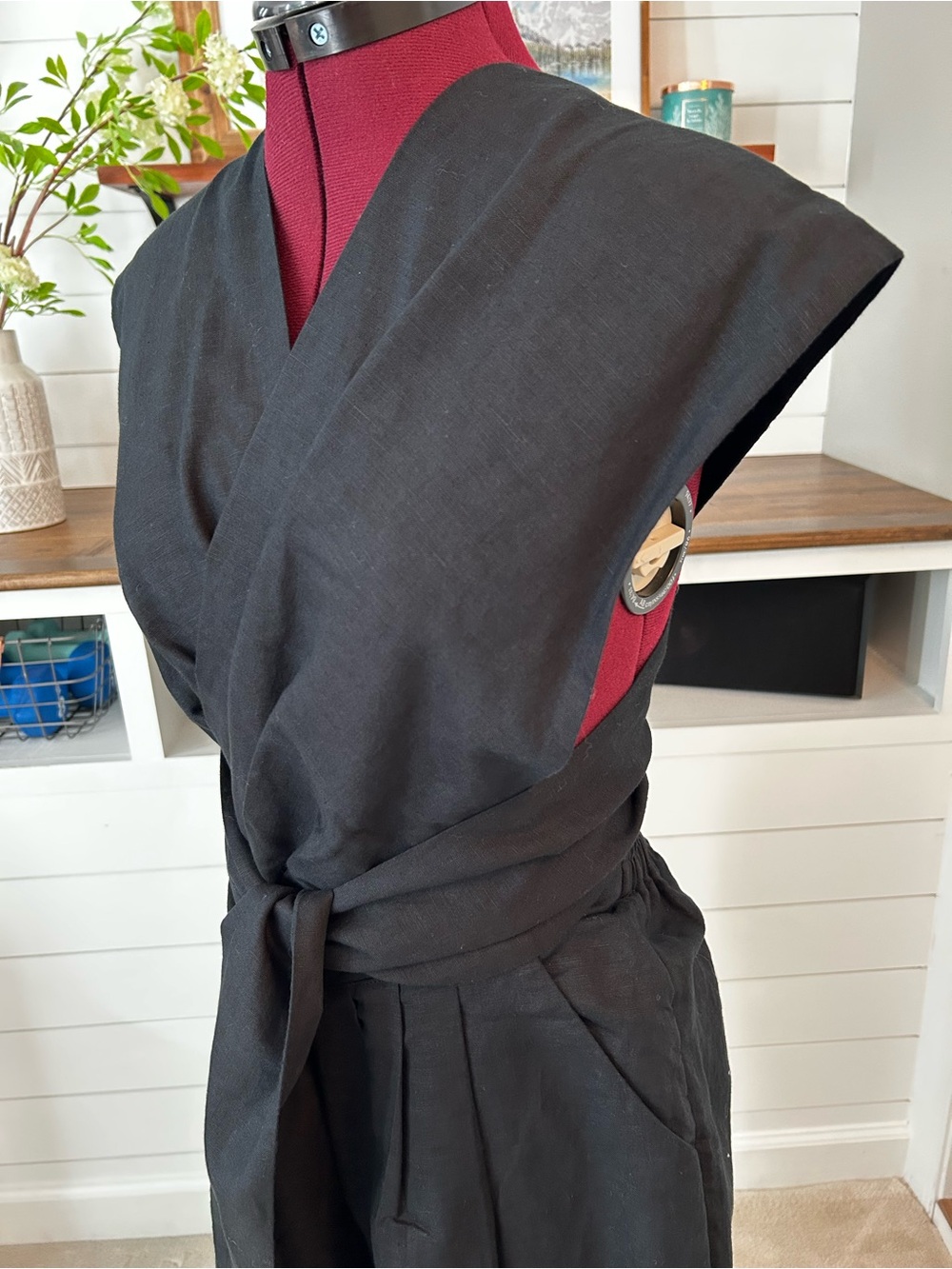 Free People Black Wrap Jumpsuit with Waist Tie